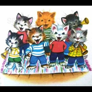 1950s Adorable Kittens & Sheep at Play Book Art